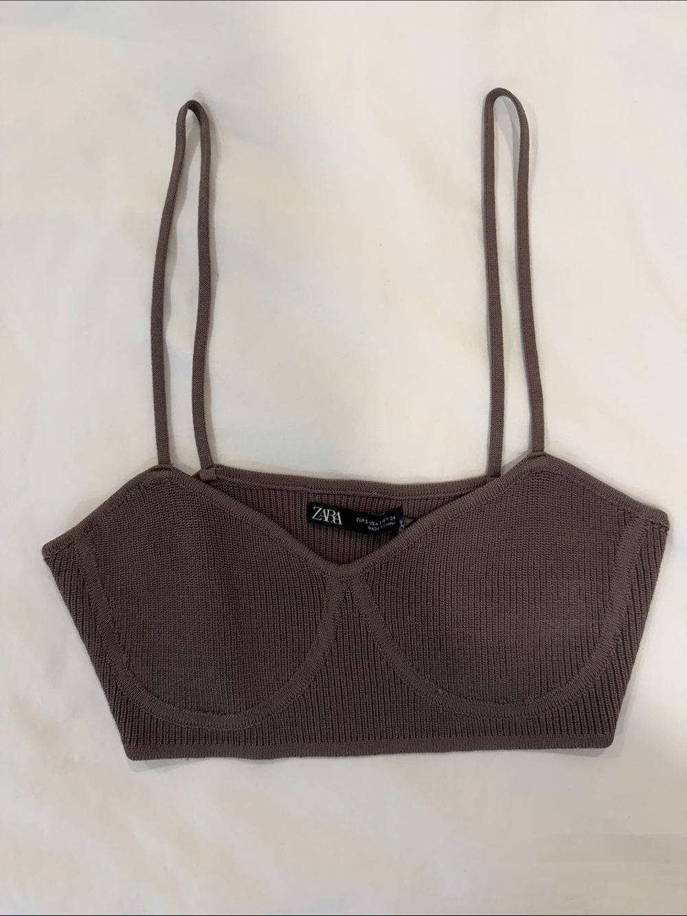 ZARA Ribbed Bralette in Mauve-Taupe